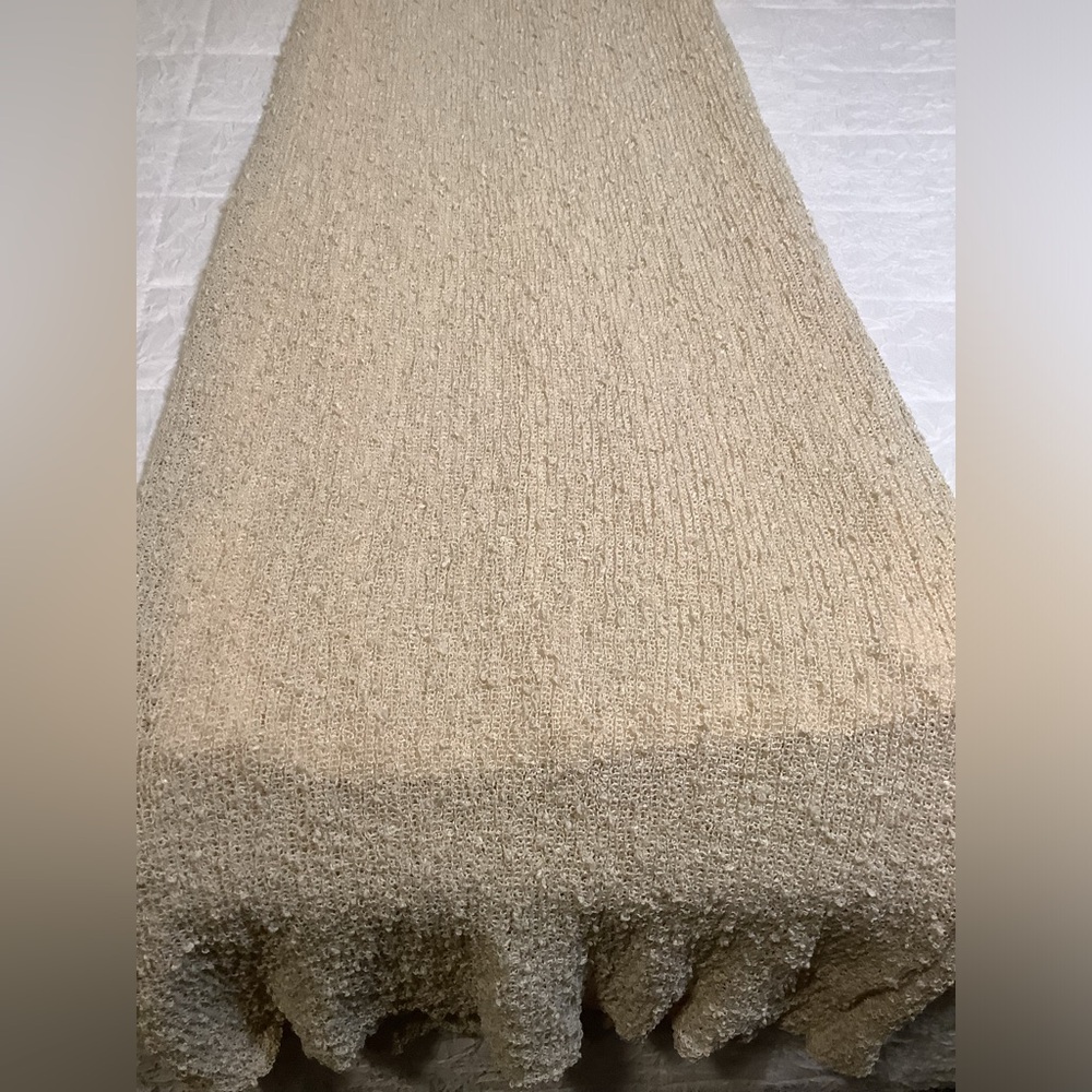 Ivory Knit Off Shoulder Boucle Maxi Dress Size Large New - Picture 8 of 8